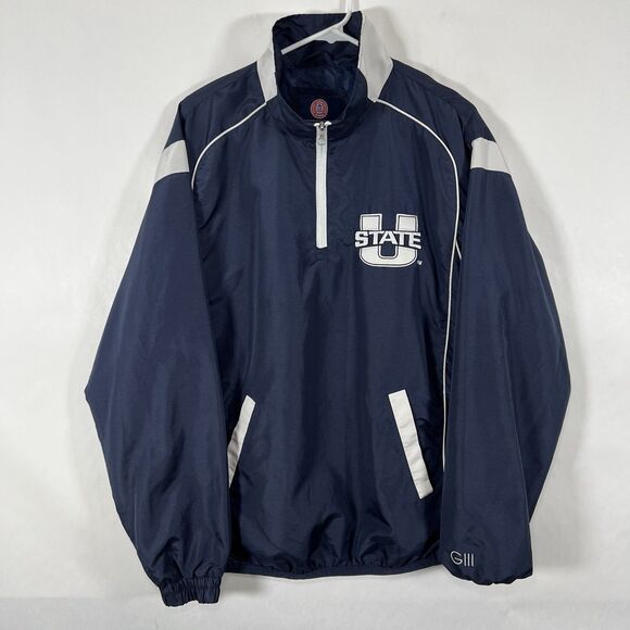 VTG Utah State Aggies GIII Sports Carl Banks 1/4 Zip Windbreaker Jacket Medium - Picture 1 of 12